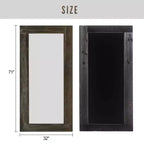 Miroir pleine longueur mural rectangulaire en bois massif marron 71x31 pouces, d'occasion, sans support de fixation
