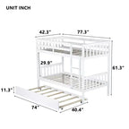 Lit superposé moderne en bois, double sur double avec lit gigogne, convertible en 2 lits