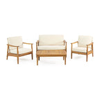 Ensemble de conversation d'extérieur 4 places en bois d'acacia Willowbrook par Christopher Knight Home