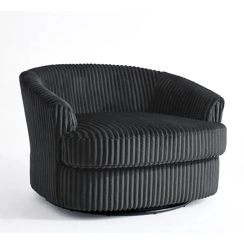Lot de 2 fauteuils pivotants ronds surdimensionnés en velours côtelé moelleux de 43 po de large avec oreillers