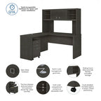 Bureau d'angle Echo avec huche et tiroirs