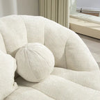 Fauteuil de salon en chenille blanc 63,78 cm avec rembourrage en mousse haute densité