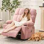 Fauteuil inclinable surdimensionné pour adultes, canapé berçant pivotant manuel, poches latérales et porte-gobelets pour personnes fortes et de grande taille, salon