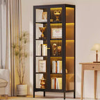 Bekrvio 67H Vitrine en Verre à 3 Côtés avec Lumières LED, Rangement à 5 Niveaux avec Double Porte et Cadre Métallique pour Objets de Collection, Idéale pour les Petits Espaces