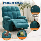 Fauteuil inclinable surdimensionné pour adultes, canapé berçant pivotant manuel, poches latérales et porte-gobelets pour personnes fortes et de grande taille, salon