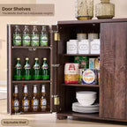 Buffet de cuisine avec 4 portes et étagères, grand buffet de rangement moderne, buffet de rangement de 66 po pour bar à café