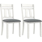 Chaises de salle à manger en bois massif VECELO avec assise en tissu de lin, ensemble de 2/4/6 chaises de salle à manger