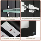 Armoire de toilette avec miroir LED, montage en saillie ou encastré, lumière dimmable, anti-buée, étagères réglables