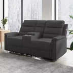 Canapé inclinable 2 places en tissu technique beige/gris, dossier et repose-pieds réglables