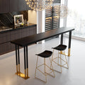 Table de bar rectangulaire de luxe en bois avec base luge dorée pour salle à manger