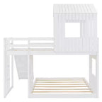 Lit superposé en bois Luxystar avec maisonnette, toboggan et barrières de sécurité, double sur grand lit