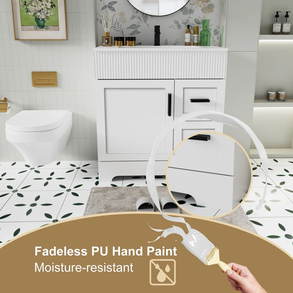 Meuble-lavabo de salle de bain Wavy Line 30/36/48 avec évier et robinet