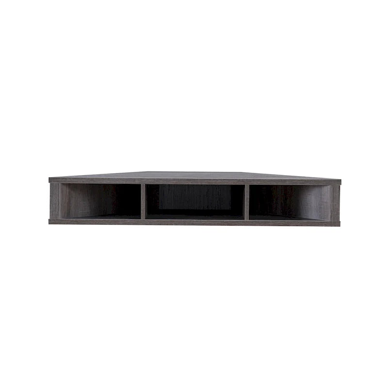 Meuble TV d'angle flottant 47", 3 étagères, style transitoire, fixation murale peu encombrante