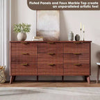 Commode cannelée à 9 tiroirs, commode moderne, meuble TV en bois, design à profil incurvé, pour salon, couloir