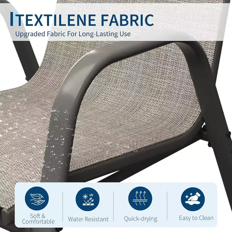 Chaises de patio, Lot de 4/6 chaises de salle à manger empilables d'extérieur en textilène léger résistant aux intempéries avec accoudoirs pour jardin, terrasse de piscine