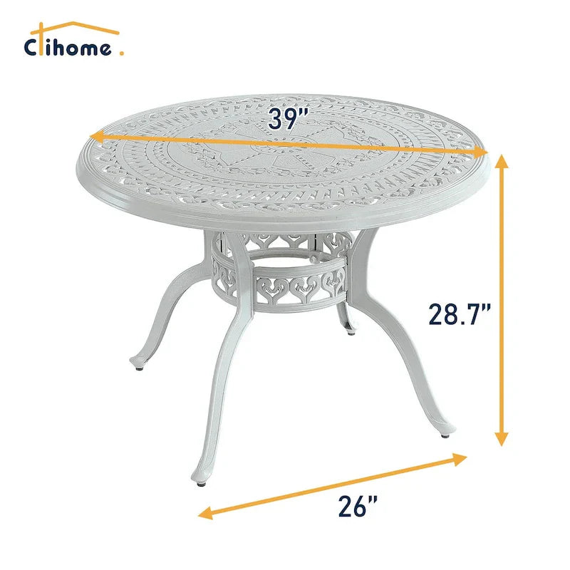 Ensemble de salle à manger d'extérieur 5 pièces en fonte d'aluminium avec 4 chaises pivotantes