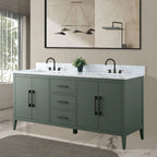 Meuble-lavabo de salle de bain Vanity Art 72 po à double vasque avec dessus en marbre reconstitué