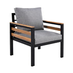 Ensemble de canapés d'extérieur 4 pièces pour 5 personnes avec table basse en bois massif et coussins amovibles