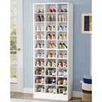 Meuble à chaussures haut 30 paires, étagère de rangement à chaussures en bois blanc 10 niveaux pour placard, entrée - 10 niveaux
