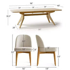 Ensemble de salle à manger 7 pièces, table à tréteaux extensible de 198-244 cm avec chaises rembourrées et pieds en bois massif - Panipeachy