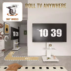 Meuble TV pour téléviseurs de 32 à 75 pouces, Chariot TV mobile à hauteur réglable avec tiroir et roulettes pour salon, chambre, bureaux -ModernLuxe