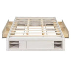 Cadre de lit plateforme Whisen Queen avec 4 tiroirs de rangement et rangement dans le pied de lit