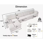 Canapé d'angle modulaire en velours côtelé Dyonery avec housses lavables