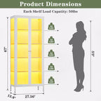 Bekrvio 67H Vitrine en Verre à 3 Côtés avec Lumières LED, Rangement à 5 Niveaux avec Double Porte et Cadre Métallique pour Objets de Collection, Idéale pour les Petits Espaces