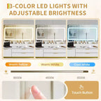 Coiffeuse avec miroir et lumières, miroir lumineux à LED, tiroirs de rangement spacieux pour produits cosmétiques et articles de toilette