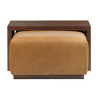 Ottoman Poly & Bark Jarmo avec table en noyer réglable – Cuir pleine fleur véritable italien