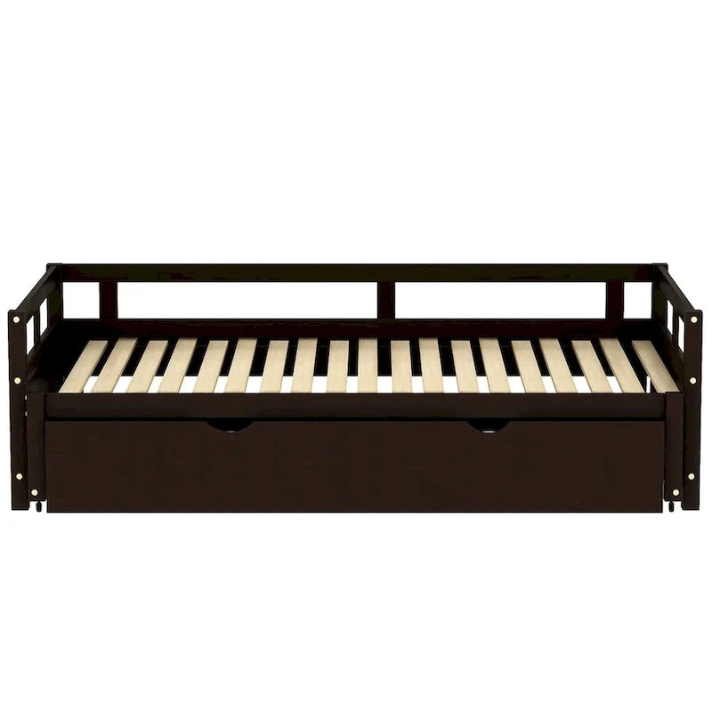Lit gigogne extensible, Lit gigogne en bois avec tiroir-lit