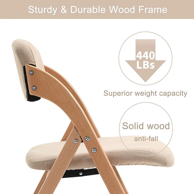 Chaises de salle à manger pliantes empilables en bois avec sièges rembourrés (lot de 4)