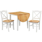 Ensemble de salle à manger 3 pièces avec table à rallonges style cottage rustique