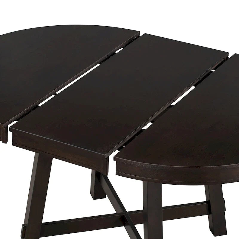 Table de salle à manger ronde extensible de style ferme avec 16 rallonges en bois