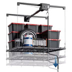 Étagère de rangement de garage robuste réglable, à fixation au plafond avec verrou de sécurité, capacité de 113 kg pour bacs, outils, vélos et garage