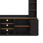 Meuble TV mural 4-en-1 ModernLuxe de style campagnard, convient aux téléviseurs jusqu'à 70 pouces, meuble TV console multimédia avec étagères réglables et tiroirs