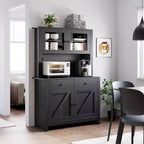 Armoire de cuisine avec support pour micro-ondes, armoire de type « hutch » avec buffet et étagères réglables, pour la cuisine et la salle à manger
