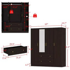 Hitow Armoire 2 grands tiroirs zone de suspension centrale avec miroir Style minimaliste