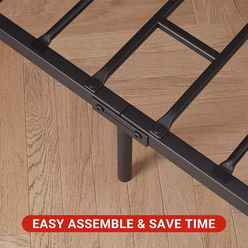 Cadre de lit robuste avec tête et pied de lit, plateforme métallique avec rangement de 35 cm, sans bruit et assemblage sans outils, marron vintage