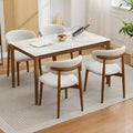 Lot de 4 chaises de salle à manger, chaises de salle à manger modernes du milieu du siècle rembourrées, chaises de cuisine de style campagnard avec siège en tissu rembourré et pieds en bois, beige