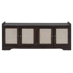 Banc de rangement rustique en bois Whisen, banc à chaussures d'entrée avec coussin amovible, étagères réglables