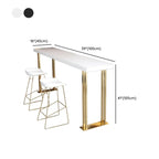 Table de bar rectangulaire de luxe en bois avec base luge dorée pour salle à manger