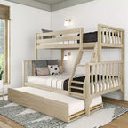 Lit superposé Max & Lily une place au-dessus d'un lit double avec lit gigogne, lits superposés pour enfants en bois massif de style scandinave