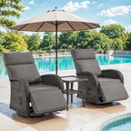 Pocassy 3 PCS Fauteuil inclinable d'extérieur polyvalent avec table d'appoint Coussin gris