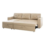 Canapé d'angle réversible convertible avec lit gigogne, méridienne de rangement et pieds durables