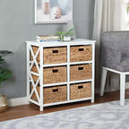 eHemco 3 tiroirs de rangement avec 6 paniers en jacinthe d'eau naturelle