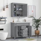 Meuble-lavabo de salle de bain moderne de 91 cm avec lavabo et armoire de toilette, 2 portes et 2 tiroirs