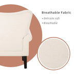 Fauteuil d'appoint moderne Erommy, fauteuil à dossier haut, canapé simple en tissu rembourré avec boutons et pieds en bois pour salon