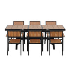Ensemble de salle à manger d'extérieur extensible 7 pièces avec table extensible et 6 fauteuils