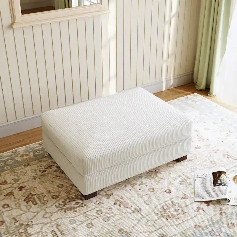 Pouffe d'appoint oversize en velours côtelé moderne